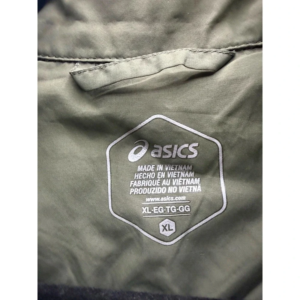 NWOT Asics Lightweight Full Snap Windbreaker Jacket Olive Green Mens Size XL